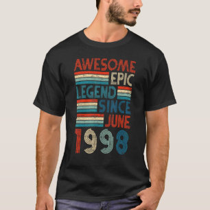 24th Birthday Awesome Epic Legend Since June 1998 T-Shirt