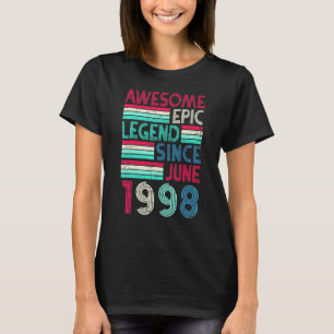 24th Birthday Awesome Epic Legend Since June 1998 T-Shirt