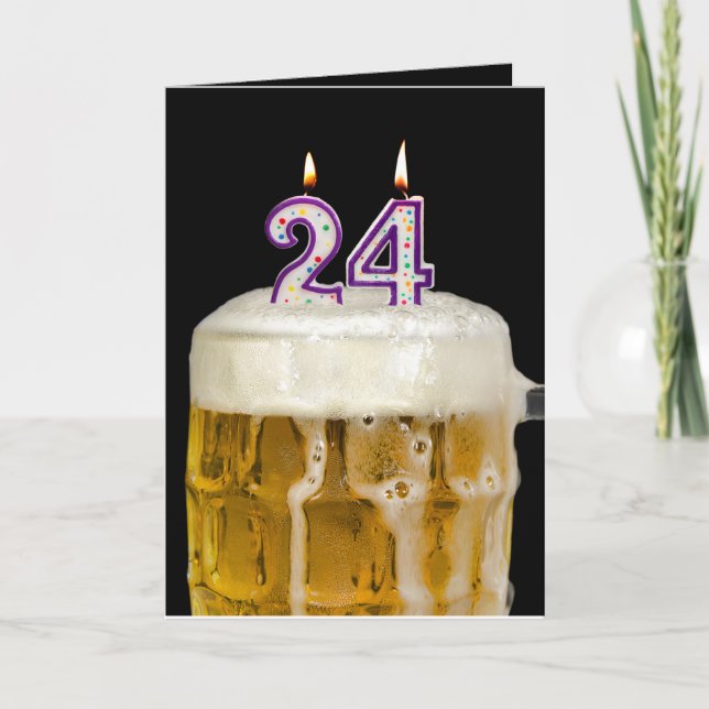 24th Birthday Beer on black Card (Front)