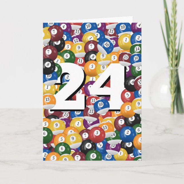 24th Birthday Billiard Balls  Card (Front)