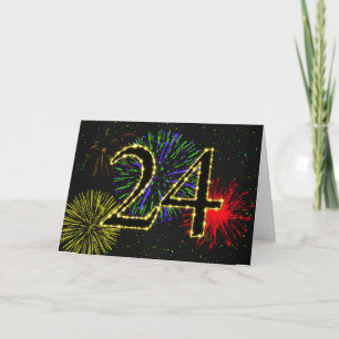 24th Birthday card with fireworks