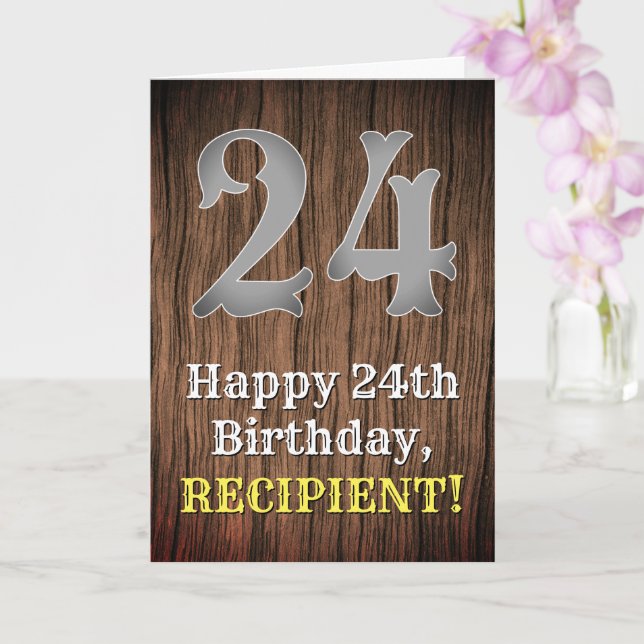 24th Birthday: Country Western Inspired Look, Name Card (Orchid)