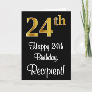 24th Birthday ~ Elegant Luxurious Faux Gold Look # Card