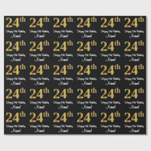 24th Birthday: Elegant Luxurious Faux Gold Look # Wrapping Paper