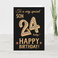 24th Birthday, for Son, Gold Effect on Black