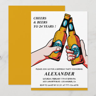 24th birthday invitations Cheers and Beers Men