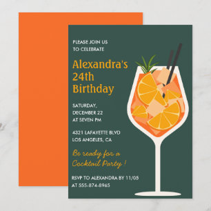 24th birthday invitations Cocktail Elegant Modern