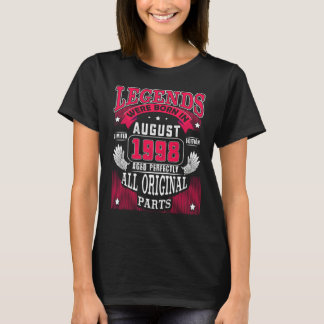 24th Birthday  Legends Born In August 1998 24 Year T-Shirt
