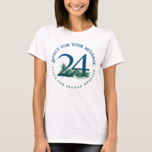 24th Birthday Or Anniversary Peacock Feathers T-Shirt