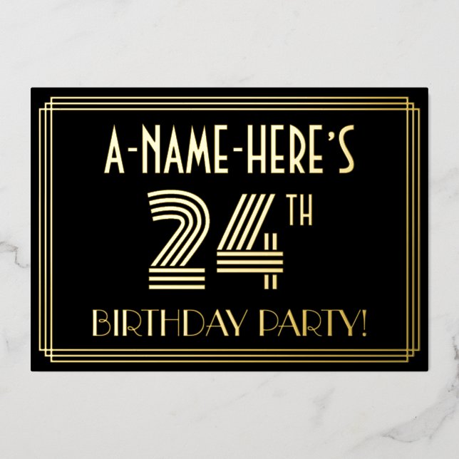 24th Birthday Party — Art Deco Style “24” + Name (Front)