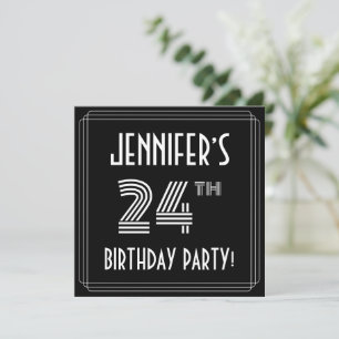 24th Birthday Party: Art Deco Style w/ Custom Name Invitation
