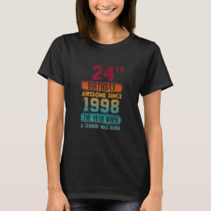 24th Birthday Party Awesome Since 1998 24 Years Ol T-Shirt