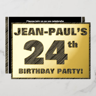 24th Birthday Party — Bold, Faux Wood Grain Text