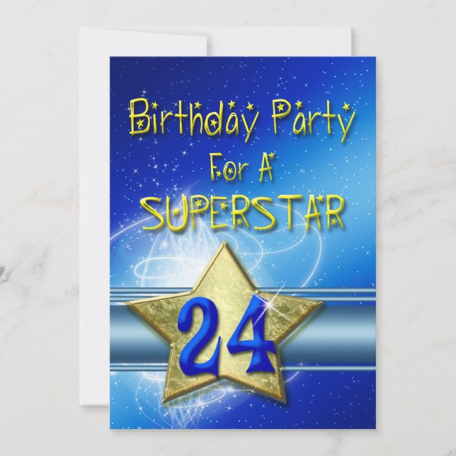24th Birthday party Invitation for a Superstar. (Front)