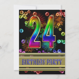 24th Birthday party Invitation with bubbles