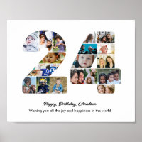 24th Birthday Party Number 24 Photo Collage