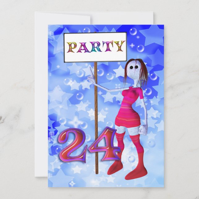 24th Birthday party sign board invitation (Front)