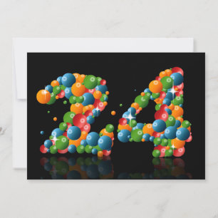 24th Birthday party, with bubbles and balls Invitation