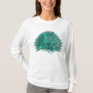 24th birthday peacock text design t-shirts