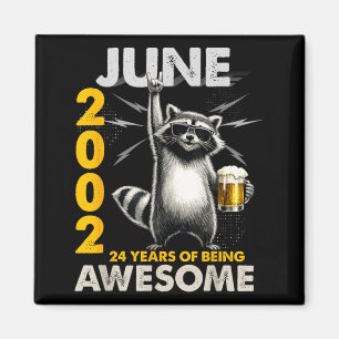 24th Birthday Racoon Beer June 2002 Vintage 24 Magnet