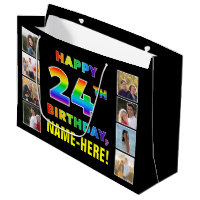 24th Birthday: Rainbow Text, Custom Photos & Name