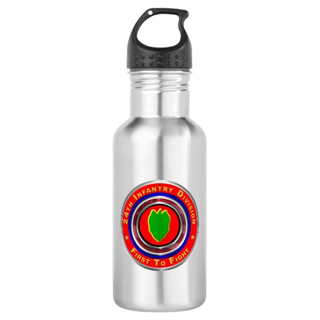 24th Infantry Division “First To Fight” 710 Ml Water Bottle (Front)