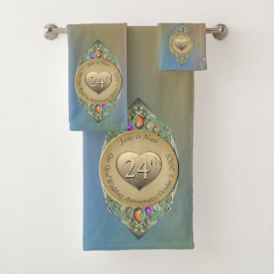 24th Opal Wedding Anniversary  Bath Towel Set
