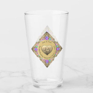 24th Opal Wedding Anniversary Glass
