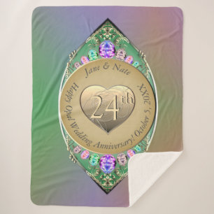 24th Opal Wedding Anniversary   Sherpa Blanket