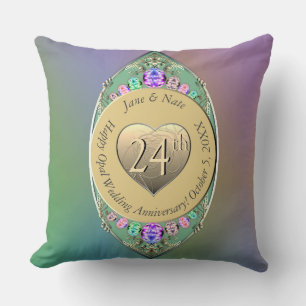 24th Opal Wedding Anniversary  Throw Pillow