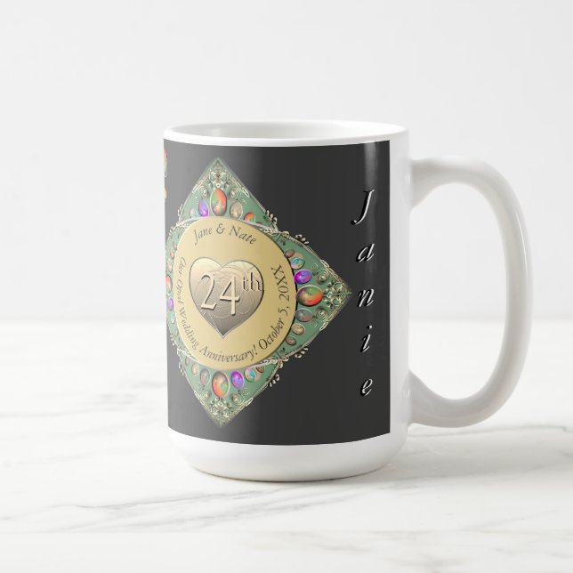 24th Opal Wedding AnniversaryTowel Coffee Mug (Right)