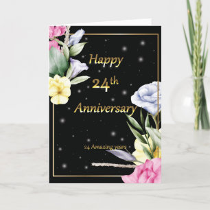 24th wedding Anniversary golden greeting card