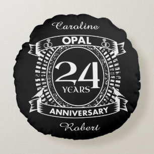 24TH wedding anniversary opal Round Cushion