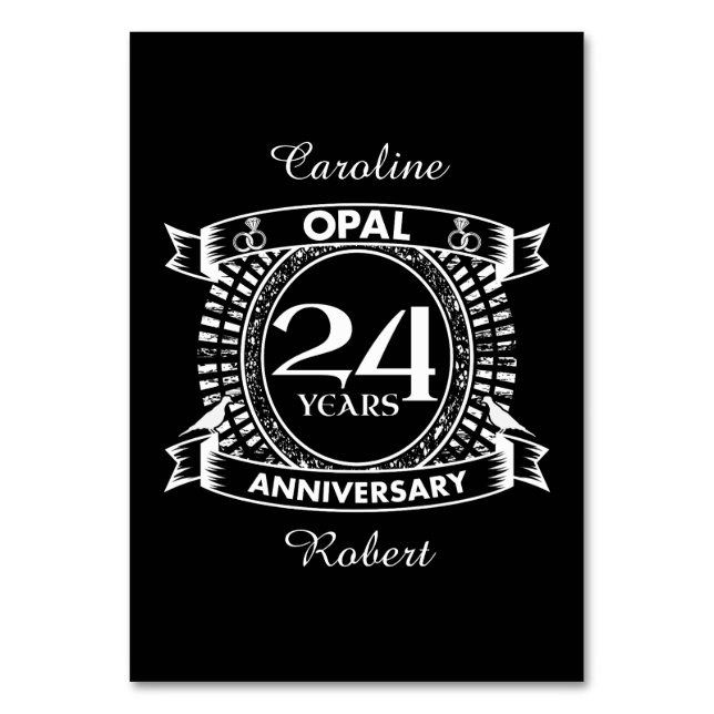 24TH wedding anniversary opal Table Number (Front)