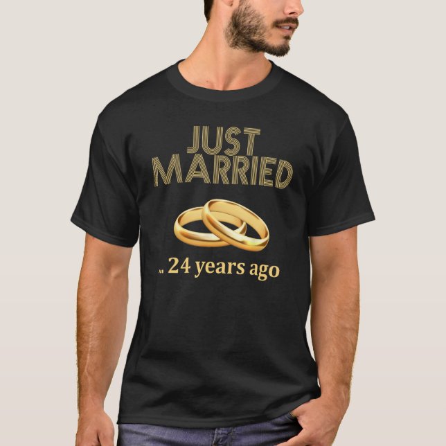 24th Wedding Anniversary T-Shirt Just Married 24 Y (Front)