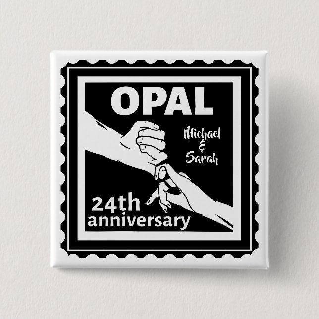 24th wedding anniversary traditional opal 15 cm square badge (Front)