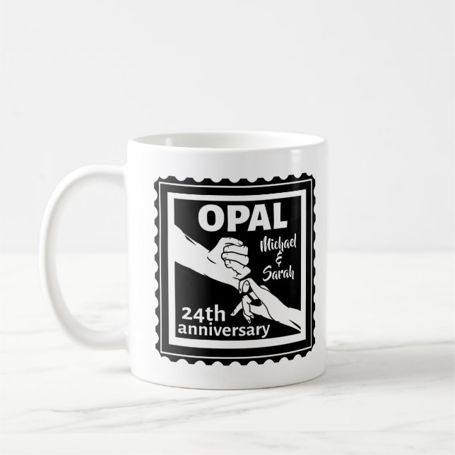 24th wedding anniversary traditional opal coffee mug (Left)