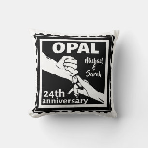 24th wedding anniversary traditional opal cushion