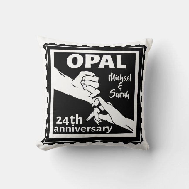 24th wedding anniversary traditional opal cushion (Front)