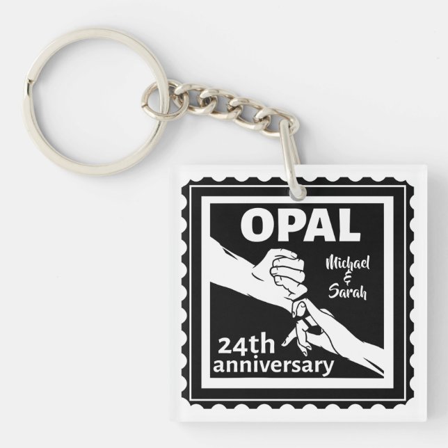 24th wedding anniversary traditional opal key ring (Front)