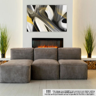 24x18" Trend Abstract Art Canvas Black White Gold Print