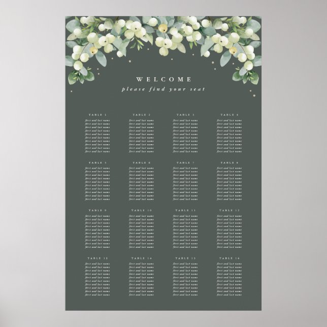 24x36" 16 Tables of 10 Seating Chart Poster (Front)