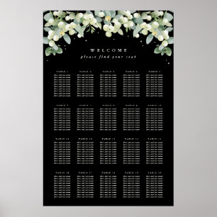 24x36" 20 Tables of 10 Seating Chart Poster