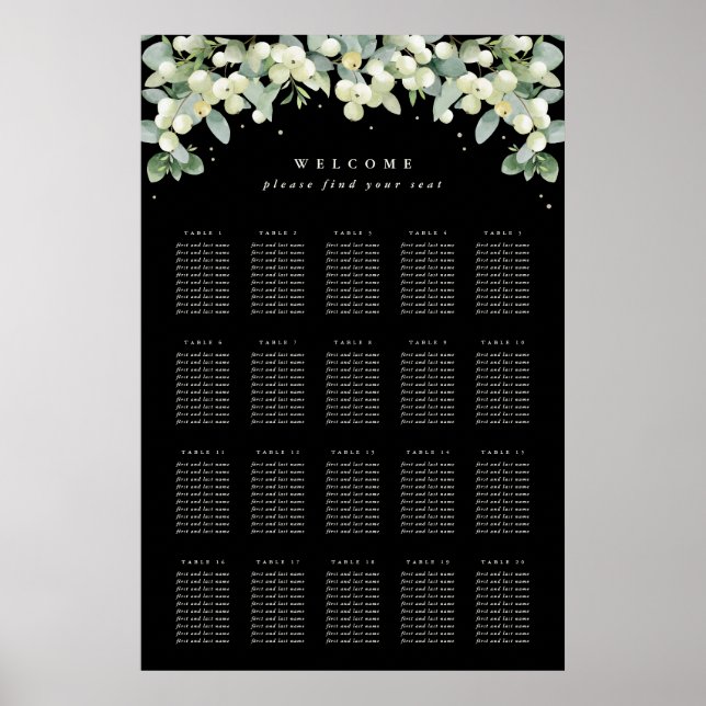 24x36" 20 Tables of 10 Seating Chart Poster (Front)