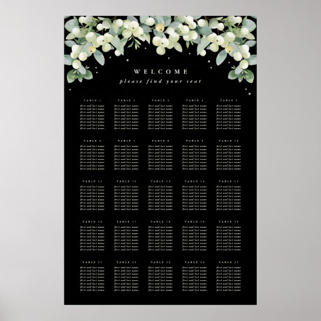 24x36" 25 Tables of 8 Seating Chart Poster (Front)