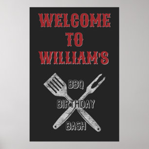 24x36 Backyard BBQ Birthday Party Welcome Sign