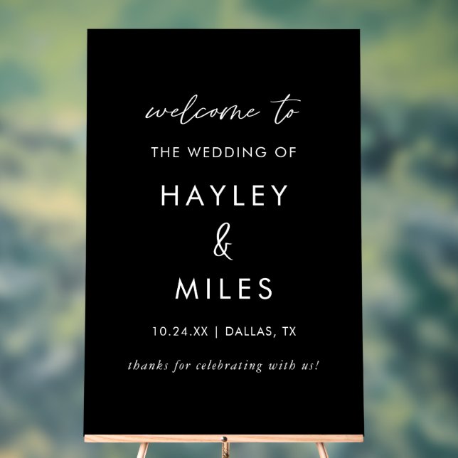 24x36 Black Minimalist Wedding Welcome Acrylic Sign (Neutral)