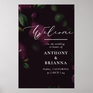 24x36" Moody Purple Bloom Grunge Wedding Welcome Poster