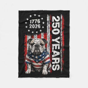 250 Aamerica Years 1776 2026 English Bulldog Dog Fleece Blanket