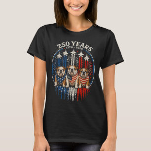 250 Aamerica Years 1776 2026 English Bulldog Dog T-Shirt